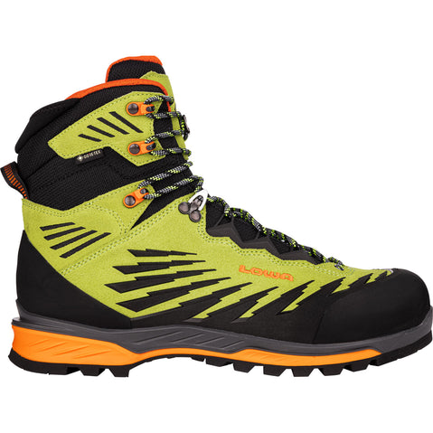 Lowa Alpine EVO GTX Mountaineering Boots in Lime/Flame right side