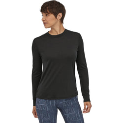 Patagonia Women's Capilene Cool Merino Long Sleeve Shirt in Black model front