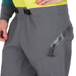 NRS Women's Nomad GORE-TEX Pro Semi-Dry Suit in Chartreuse model detail