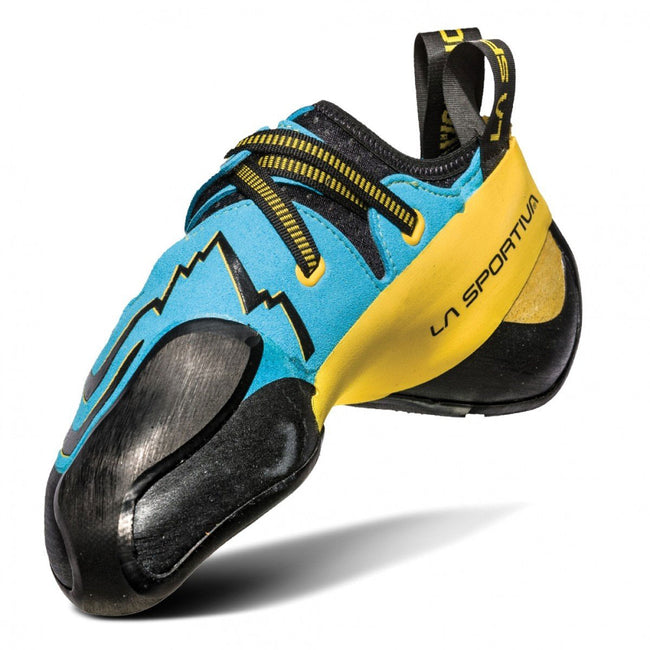 La Sportiva Men's Futura Rock Climbing Shoes in Blue/Yellow left