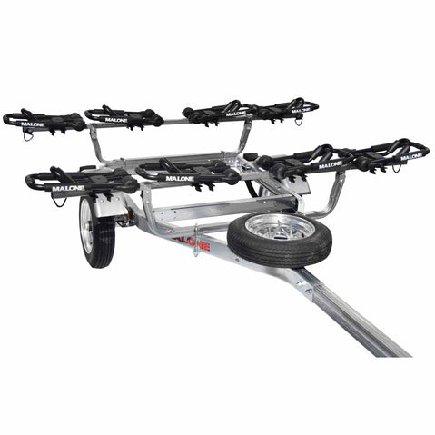 Malone MicroSport 4-Boat FoldAway-J Kayak Trailer Package cradles folded