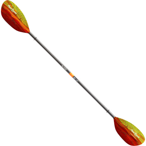 Aqua Bound Whiskey Fiberglass Straight Shaft 2-Piece Kayak Paddle in Fuego blades