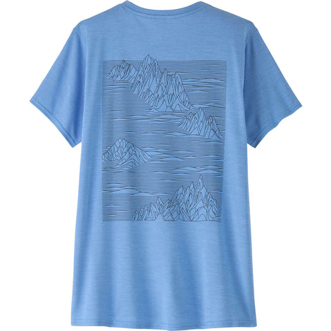Patagonia Women's Cap Cool Daily Graphic Short Sleeve Shirt in Strataspire: Abundant Blue X-Dye back
