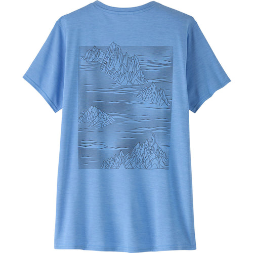 Patagonia Women's Cap Cool Daily Graphic Short Sleeve Shirt in Strataspire: Abundant Blue X-Dye back