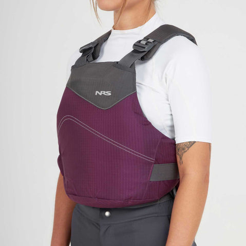 NRS Vapor Lifejacket Plum model angle view