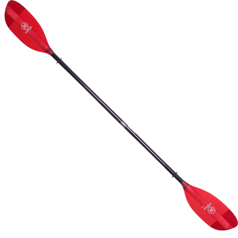 Werner Shuna 2-Piece Fiberglass Straight Shaft Kayak Paddle in Translucent Red angle