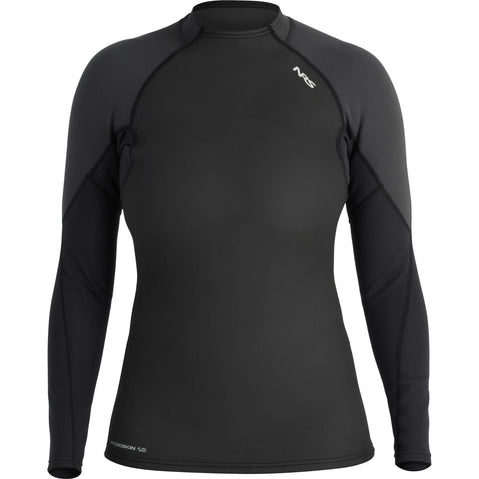 NRS Women's HydroSkin 1.0 Long Sleeve Shirt in Black/Graphite front