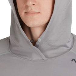 NRS Men's Breaker Rashguard Hoodie in Titanium model detail