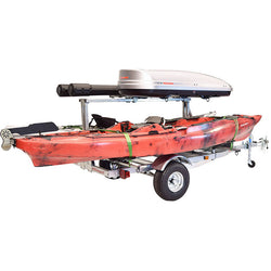 Malone MegaSport LowBed 2-Boat MegaWing Kayak Trailer Package with 2nd Tier with kayak loaded right