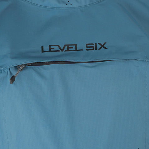 Level Six Vega Short Sleeve Dry Top in Crater Blue front pocket