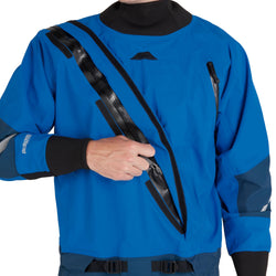 NRS Men's Foray Dry Suit in Blue model entry zipper