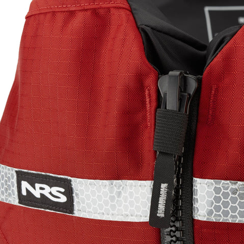 NRS Big Water Guide Lifejacket (PFD) in Red zipper detail