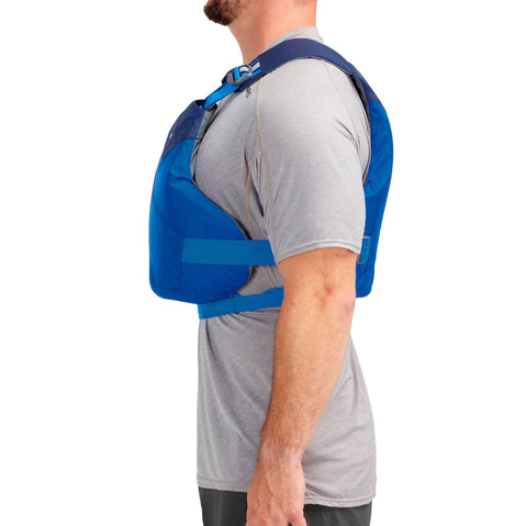 NRS Vapor Lifejacket Blue model side view