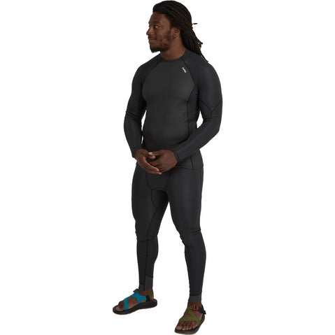 NRS Men's HydroSkin 1.0 Long Sleeve Shirt in Black/Graphite model front