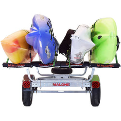 Malone MicroSport 4-Boat Stacker Kayak Trailer Package with kayak loaded back