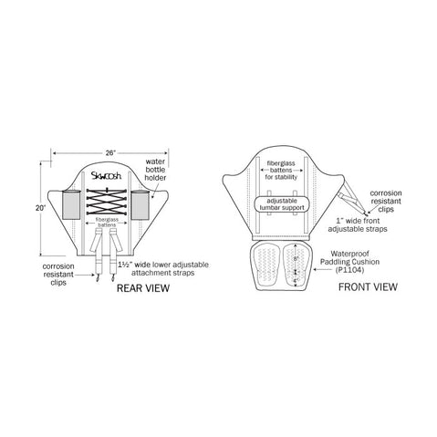 Skwoosh Expedition High Back Kayak Seat diagram