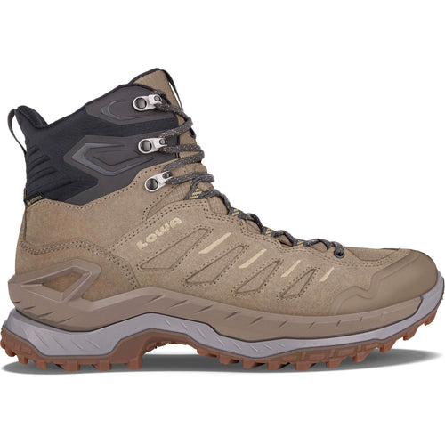 Lowa Men's Innovo GTX Mid Hiking Boots in Dune/Grey side view