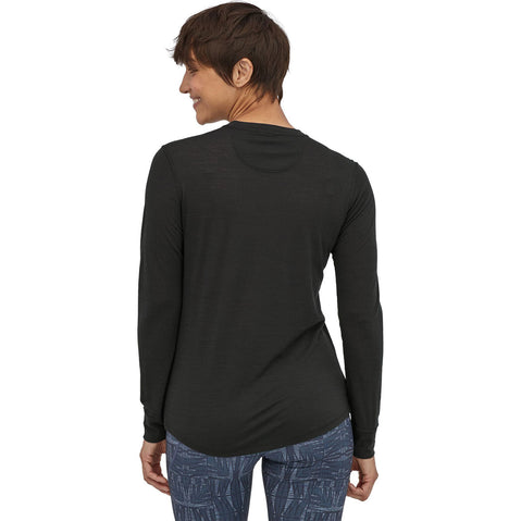Patagonia Women's Capilene Cool Merino Long Sleeve Shirt in Black model back