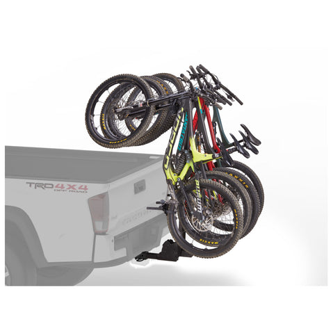 Yakima HangOver 4 Bike Hitch Rack with bikes on a pickup truck