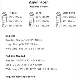 Big Agnes Anvil Horn 15 Degree Down Sleeping Bag in Blue/Red diagram