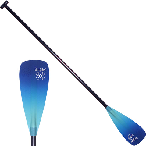 Werner Zen 95 3-Piece Adjustable Fiberglass Stand-Up Paddle in Gradient Abyss angle
