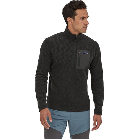 Patagonia Men's R1 Air Zip Neck Shirt Black model 2 front