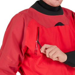 NRS Men's Rev GORE-TEX Pro Dry Top in Red model chest pocket