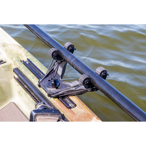 YakAttack DoubleHeader with Dual RotoGrip Paddle Holder installed on kayak