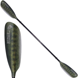 Werner Camano Hooked Fiberglass Fishing Kayak Paddle in Bass: Green full length