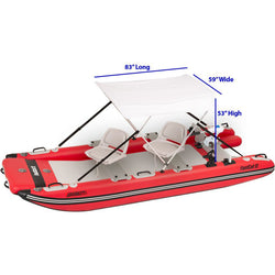 Sea Eagle FastCat12 Swivel Seat Canopy Inflatable Cataraft Package angle