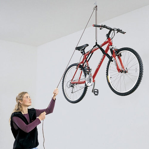 Harken 1-Point Hoister Bike/Utility Storage System in use