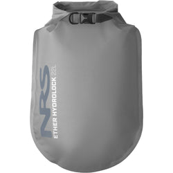 NRS Ether Hydrolock Dry Bag Stone Gray 22 Liter Front With Logo