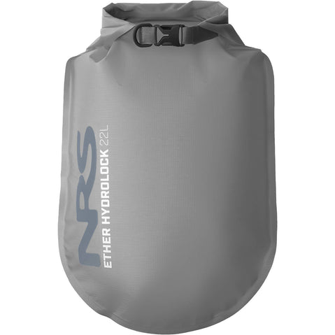 NRS Ether Hydrolock Dry Bag Stone Gray 22 Liter Front With Logo