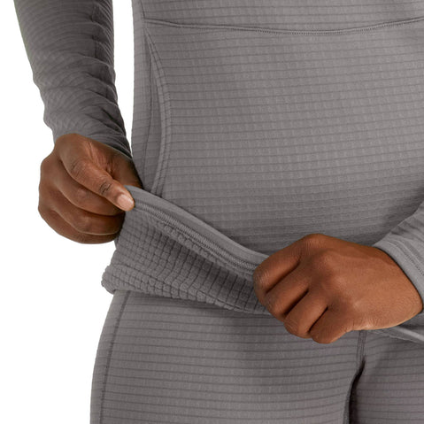 NRS Women's Lightweight Hoodie in Smoke model inside