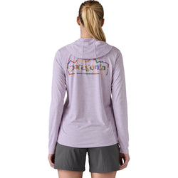 Patagonia Women's Cap Cool Daily Graphic Hoody in Unity Fitz: Foxglove Purple model back