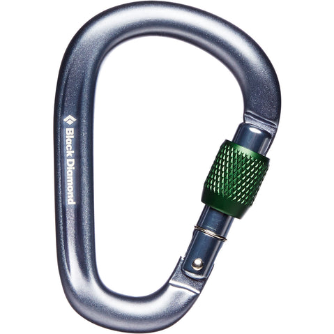 Black Diamond PearLock Screwgate Carabiner in Grey front