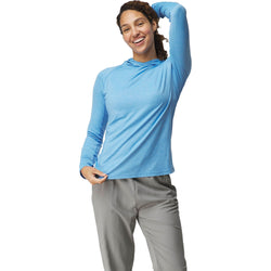 NRS Women's Silkweight Hoodie marina model front