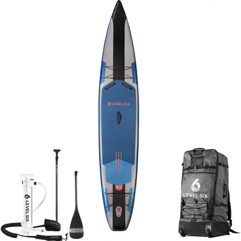 Level 6 Fourteen Carbon Inflatable SUP Board Package in Aegean Blue package