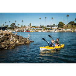 Advanced Elements StraitEdge 2 Pro Inflatable Kayak in Yellow/Gray in use