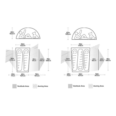 Big Agnes Copper Hotel HV UL 2 Rainfly Orange/Gray diagram