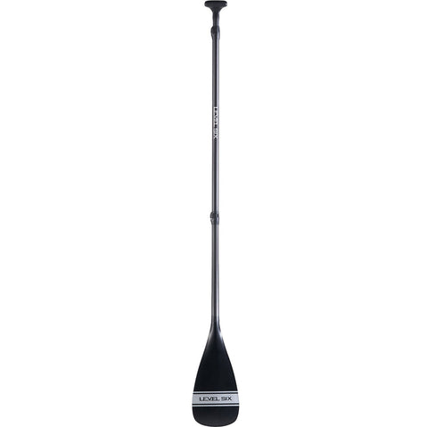Level 6 3-Piece Carbon Adjustable SUP Paddle with Power Blade in Silver full front