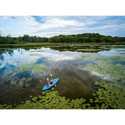 Advanced Elements AirVolution 2 Inflatable Kayak in Blue/Gray in use drone view