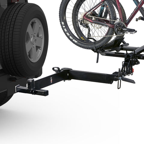 Yakima BackSwing Hitch Rack Swing Adapter with bikes loaded side