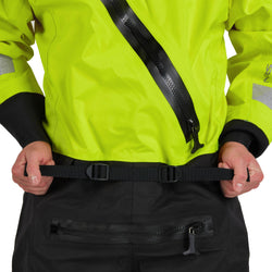 NRS Ascent SAR Dry Suit in Safety Yellow model waist belt