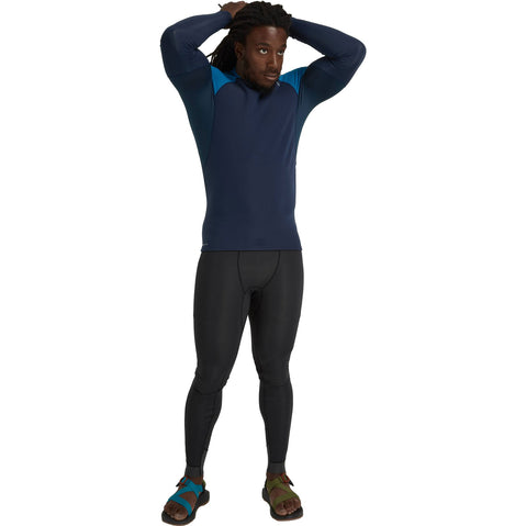 NRS Men's HydroSkin 0.5 Long Sleeve Shirt in Navy/Mykonos model front
