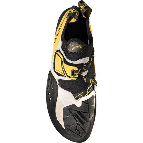 La Sportiva Men's Solution Rock Climbing Shoes in White/Yellow top
