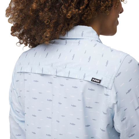 NRS Women's Caye Long Sleeve Shirt in Daybreak model detail