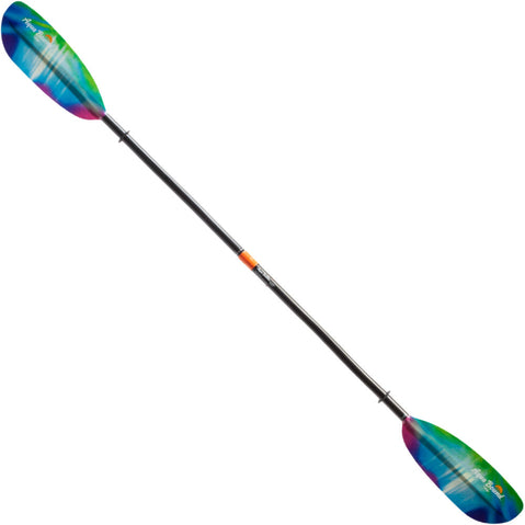Aqua Bound Whiskey Fiberglass Bent Shaft 2-Piece Kayak Paddle in Northern Lights angle