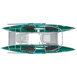 Outcast PAC 1200 Pro Series Pontoon Boat In Green With Accessories Top View