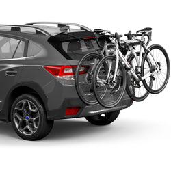 Thule OutWay Hanging 2 Bike Trunk Rack in Silver/Black with bikes loaded